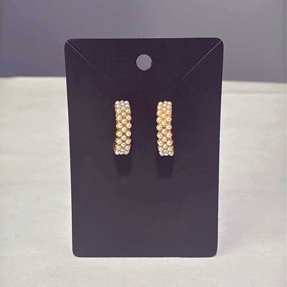 ✨🌿Elegant Pearl Open Hoop Stud Earrings